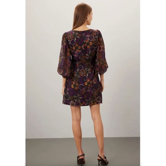 Slate and Willow Deep Floral 3/4 Sleeve Square Neck Dress Size 8 - Picture 3 of 8